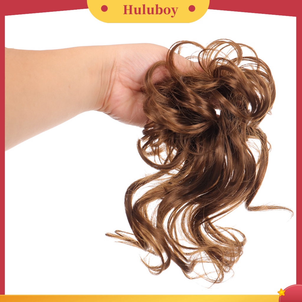 Wig Rambut Scrunchies Elastis Model Keriting Donat Chignon Messy Warna Alami Untuk Wanita