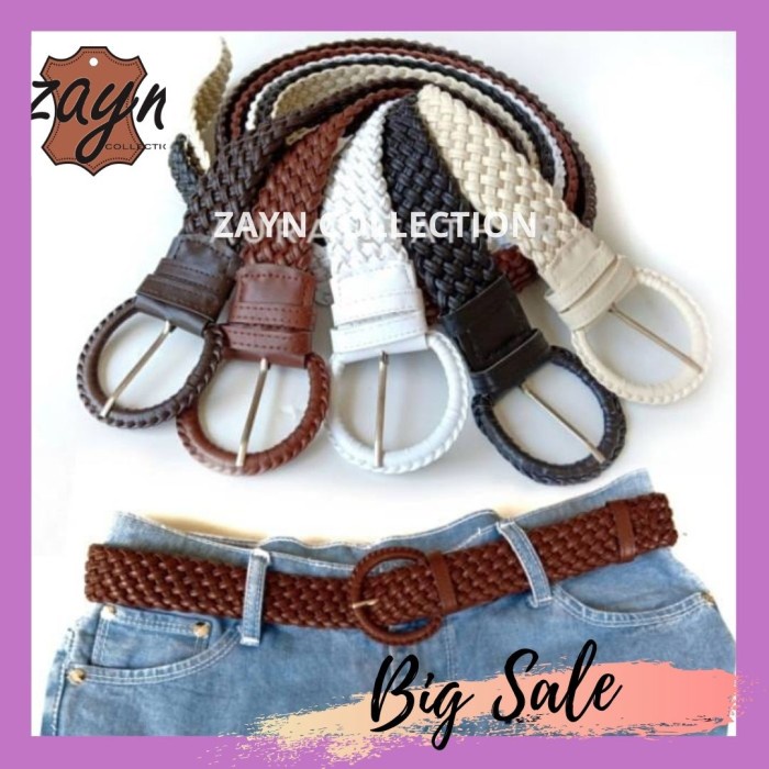 Ikat Pinggang Wanita Ikat Pinggang Wanita Jalinan Gesper Rajut Belt Strap Kepang Anyaman - Putih(P4V