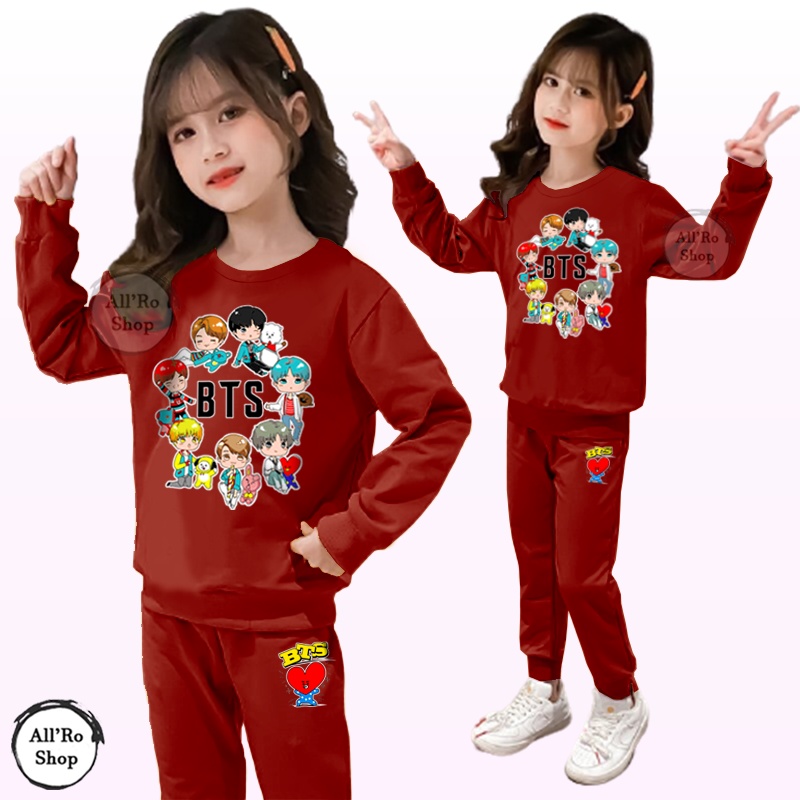 Setelan Anak Seragam Senam Lengan Panjang Set Anak Motif BTS Lengan dan Celana Panjang Usia 5 sd 13 Tahun ARS 0004