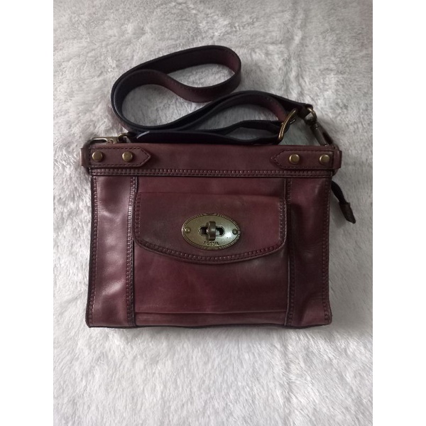 tas fossil VRV slingbag vintage espresso preloved