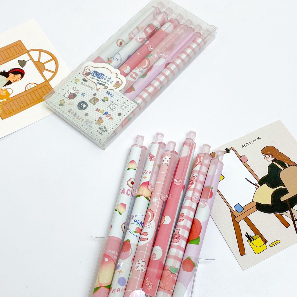 

GROSIRAN 6 PCS PULPEN ERASABLE TINTA BIRU CETEK MEKANIK MOTIV BUAH PEACH UNIK LUCU FANCY BOLPEN PENA PEN GROSIR TERMURAH BISA COD