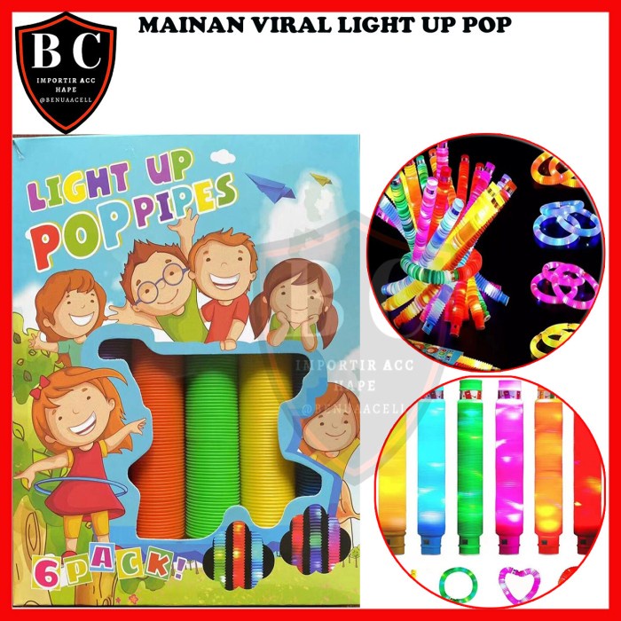 MAINAN VIRAL LIGHT UP POP PIPES / MAINAN LAMPU STICK LED PIPA SELANG