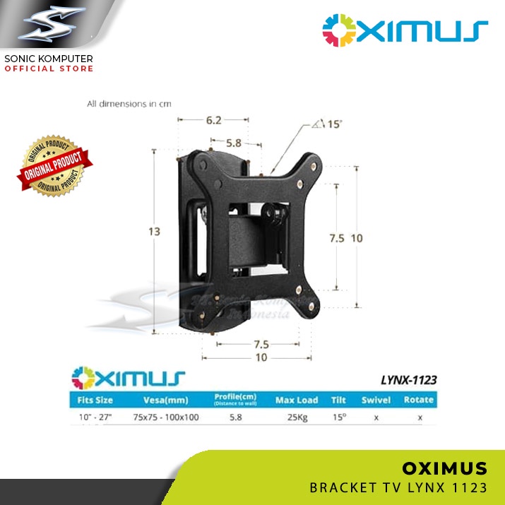 Bracket Tv LCD LED Monitor Breket TV 10&quot; - 27&quot; Oximus Lynx 1123