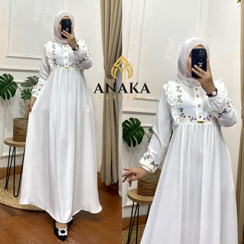 Fashion Muslim Gamis RENATA  INARA  HAVAYA crinkle bordir cringkle airflow dress maxy kekinian terlaris