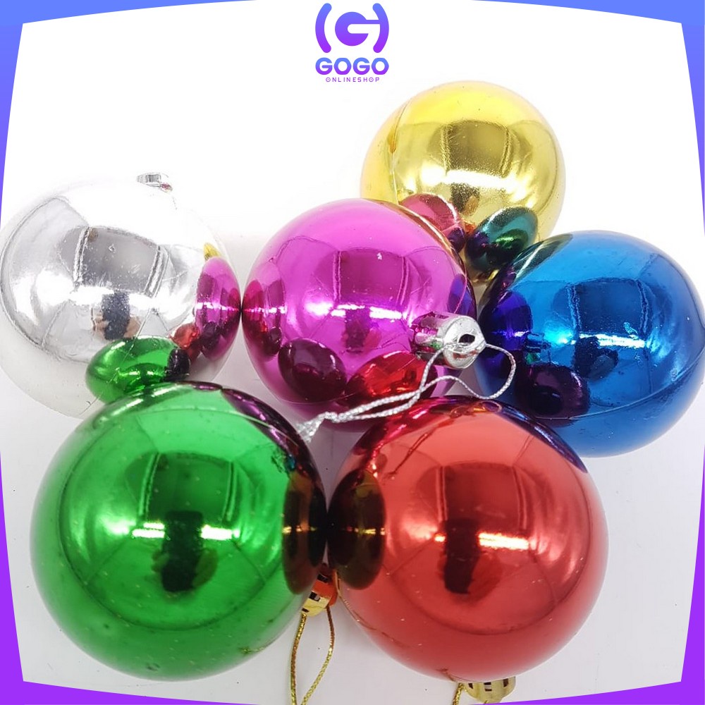 GOGO-C38 Gantungan Bola Kilap 6PCS / 12PCS Aksesoris Hiasan Pohon Natal Ornamen Dekorasi Rumah MURAH