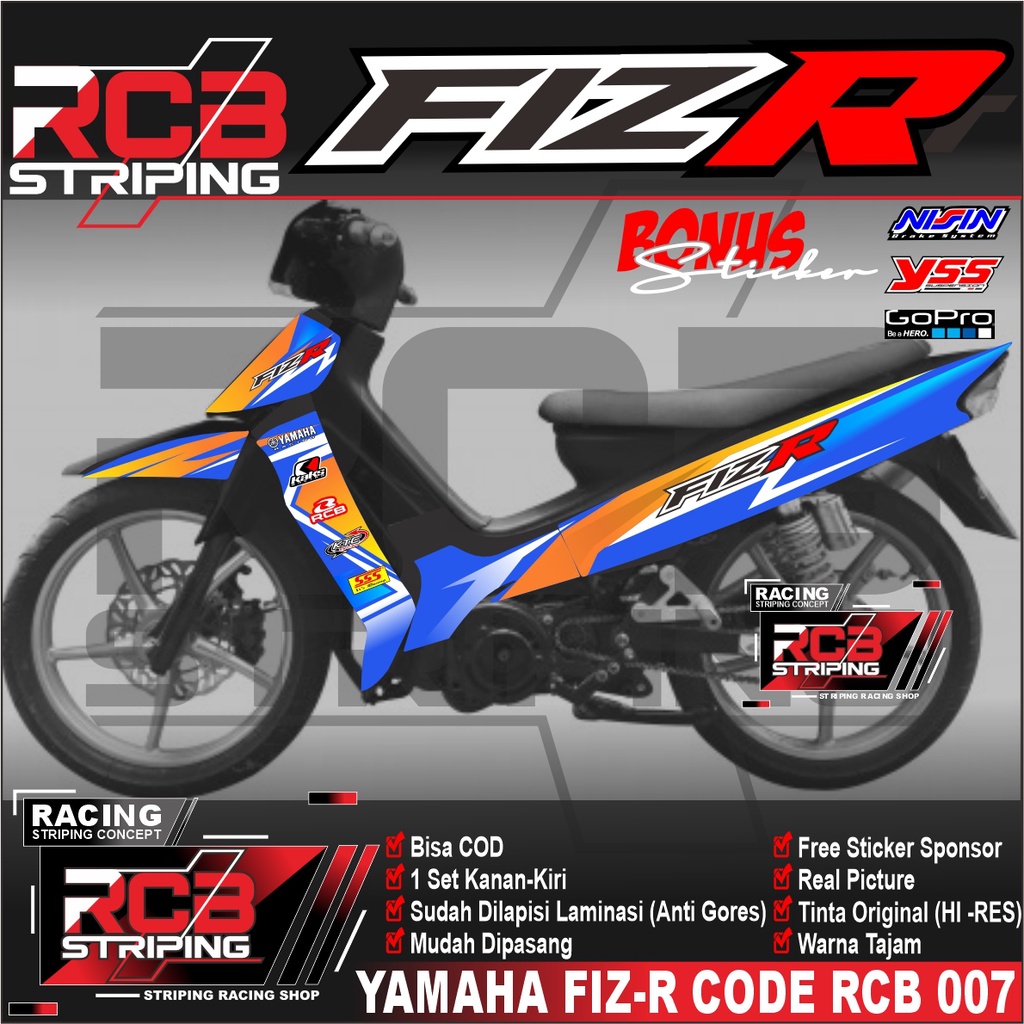 Striping Fiz R - Stiker Striping Variasi Lis Yamaha Fiz R Road Race RCB 007
