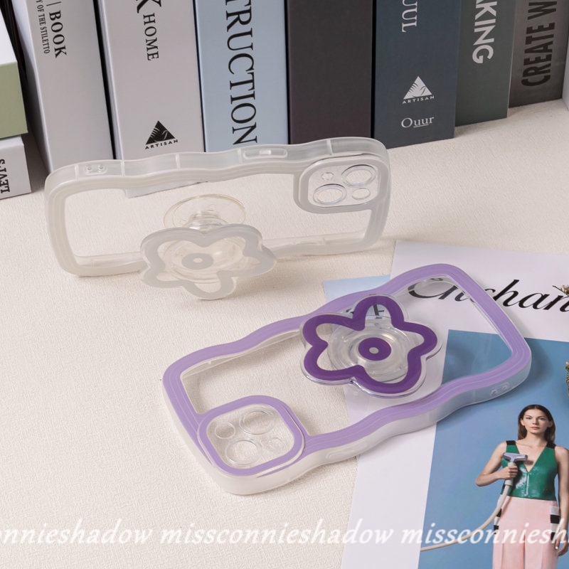 Redmi 9T A1 9 10 9A 9C 10A 10C A1+Mi 11T Pro Redmi Note 10Pro 9Pro 10 11 9 8 11Pro+9s 11s 10s PO CO M3 X3 NFC Pro Flower Airbag Phone Holder Case Warna Solid Bergelombang Soft Cover Tepi