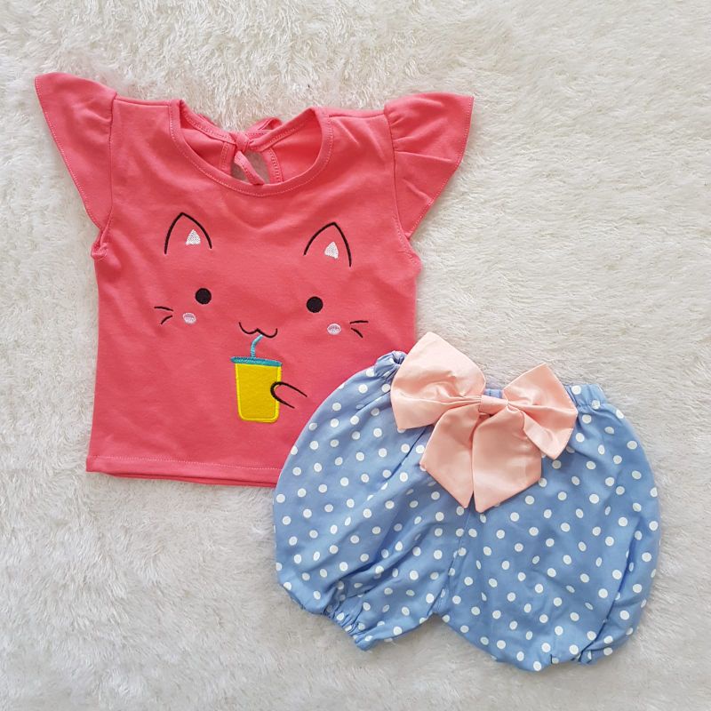 Baju Bayi ribbon shorts set