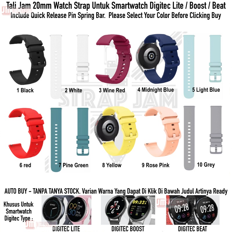 PWK Tali Jam Tangan Digitec Lite / Boost / Beat - Strap 20mm Rubber Silikon Aneka Warna