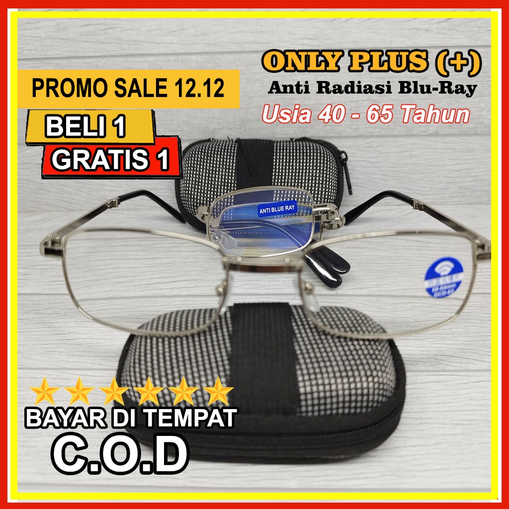Kacamata Baca Lipat Lensa Super Auto Fokus Plus Anti Radiasi Blue Ray +1.00 s/d + 4.00 PROMO BELI 1 GRATIS 1