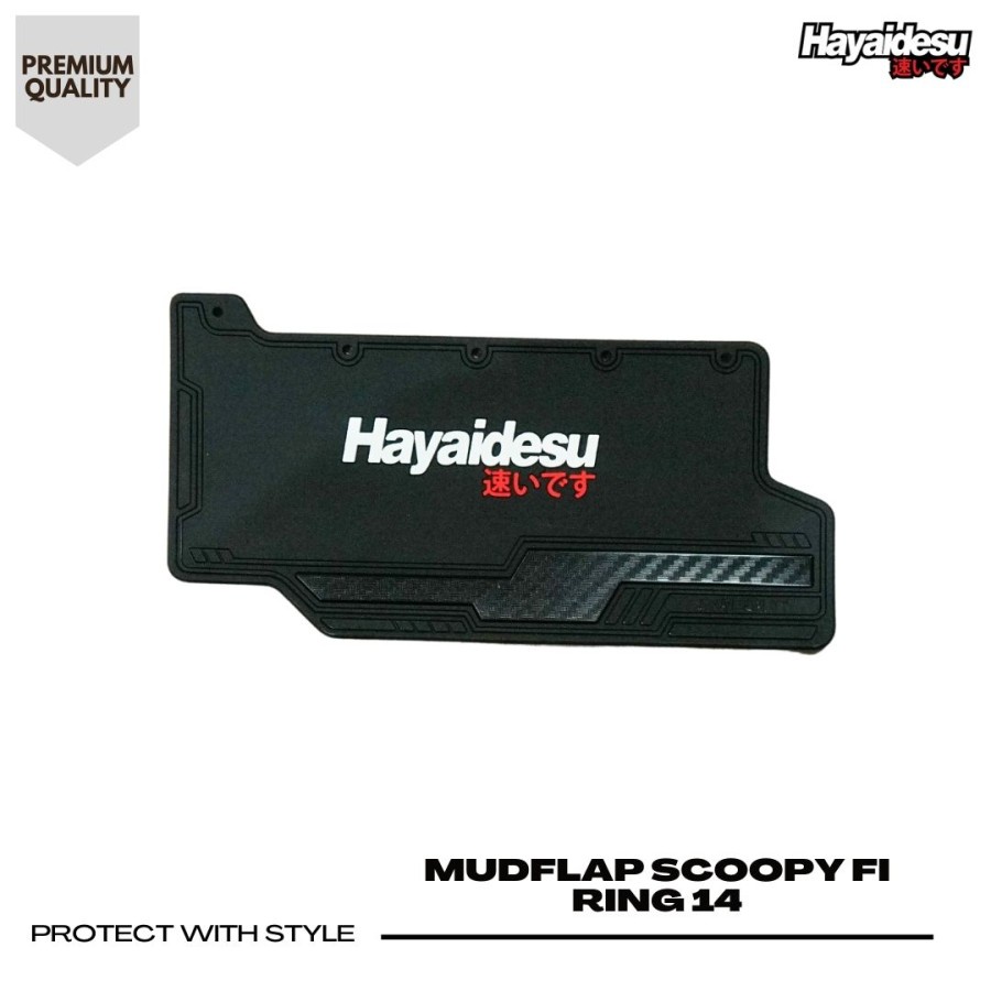 Hayaidesu Mudflap Karet Penahan Lumpur Scoopy FI 2014 sd 2016 Ring 14 Aksesoris Variasi