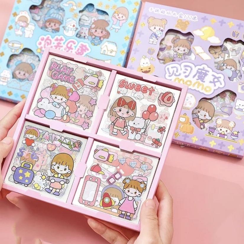 

<L-7.U✔> 100 Lembar Stiker Motif Kartun Korea Lucu Anti Air Dekorasi Handbook Scrapbook DIY terviral