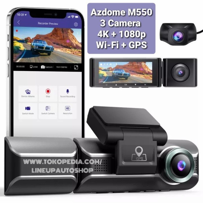 X3 Dashcam 3 Camera 4K WiFi GPS Dash Cam Car DVR
