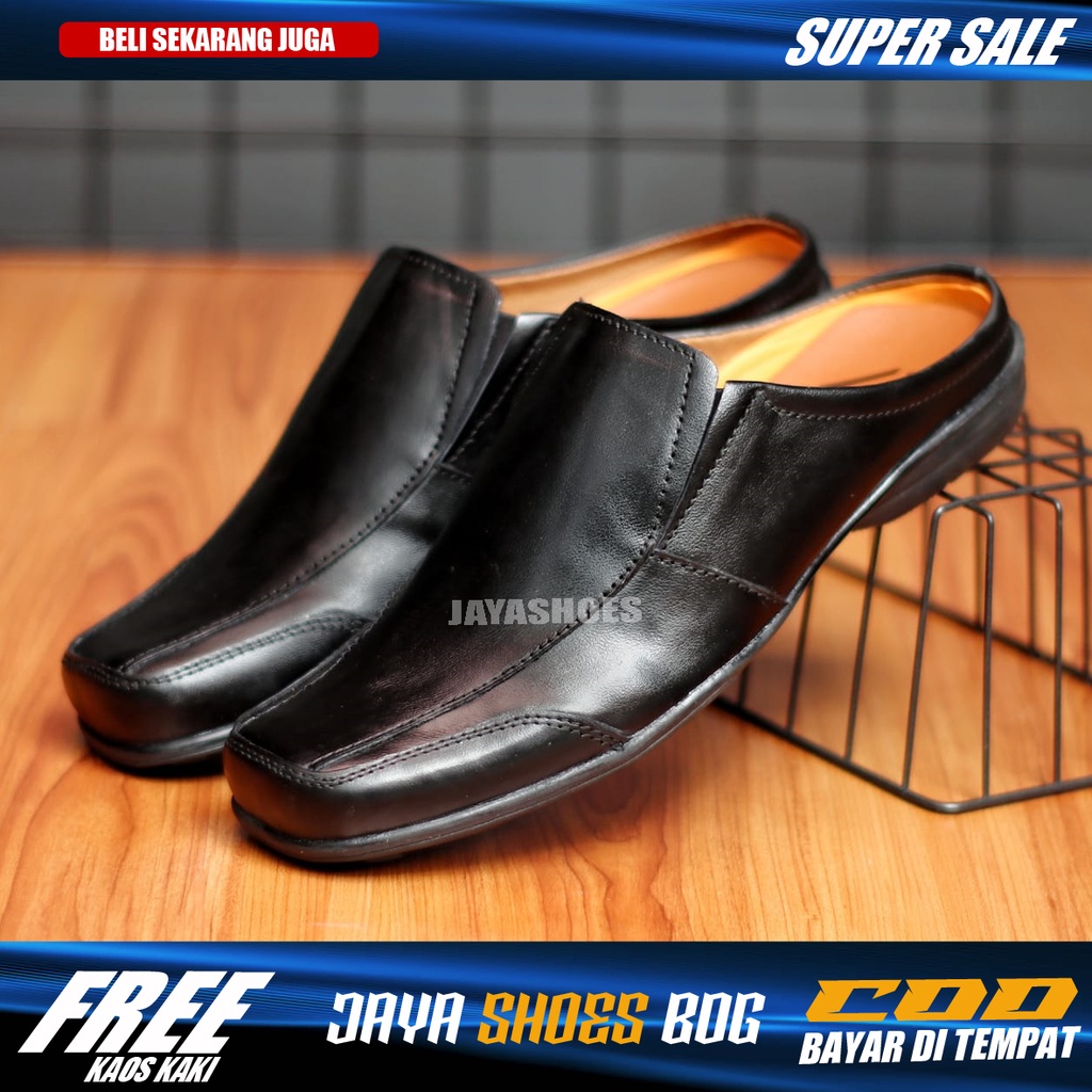 GALAX Sendal Bustong Pria Kulit Asli Sandal Slip On Pria Model Slop Simple Murah Trendy Original Anti Slip