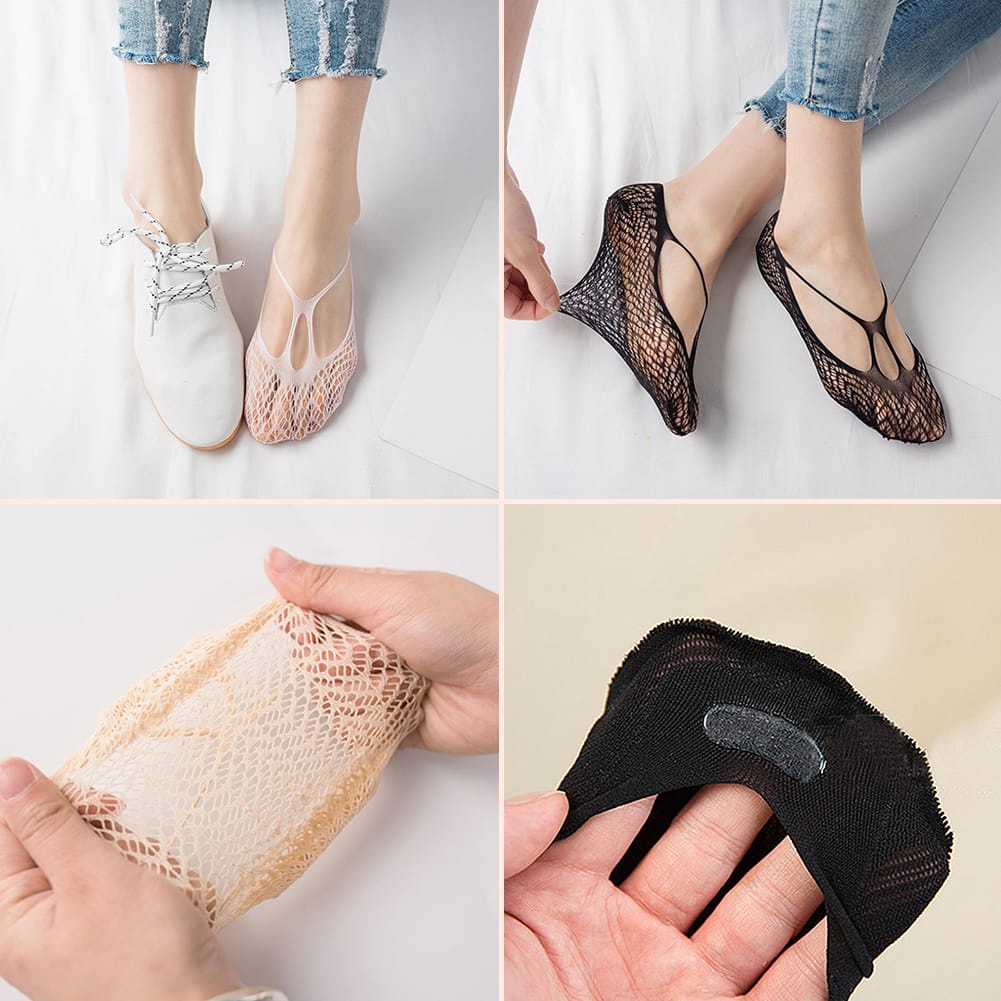 Kaos Kaki Wanita Tapak Lace Jaring Transparan Invisible Socks Kaus Kaki Wanita Flat Shoes Lace Dengan Tali Kaos Kaki Invisible