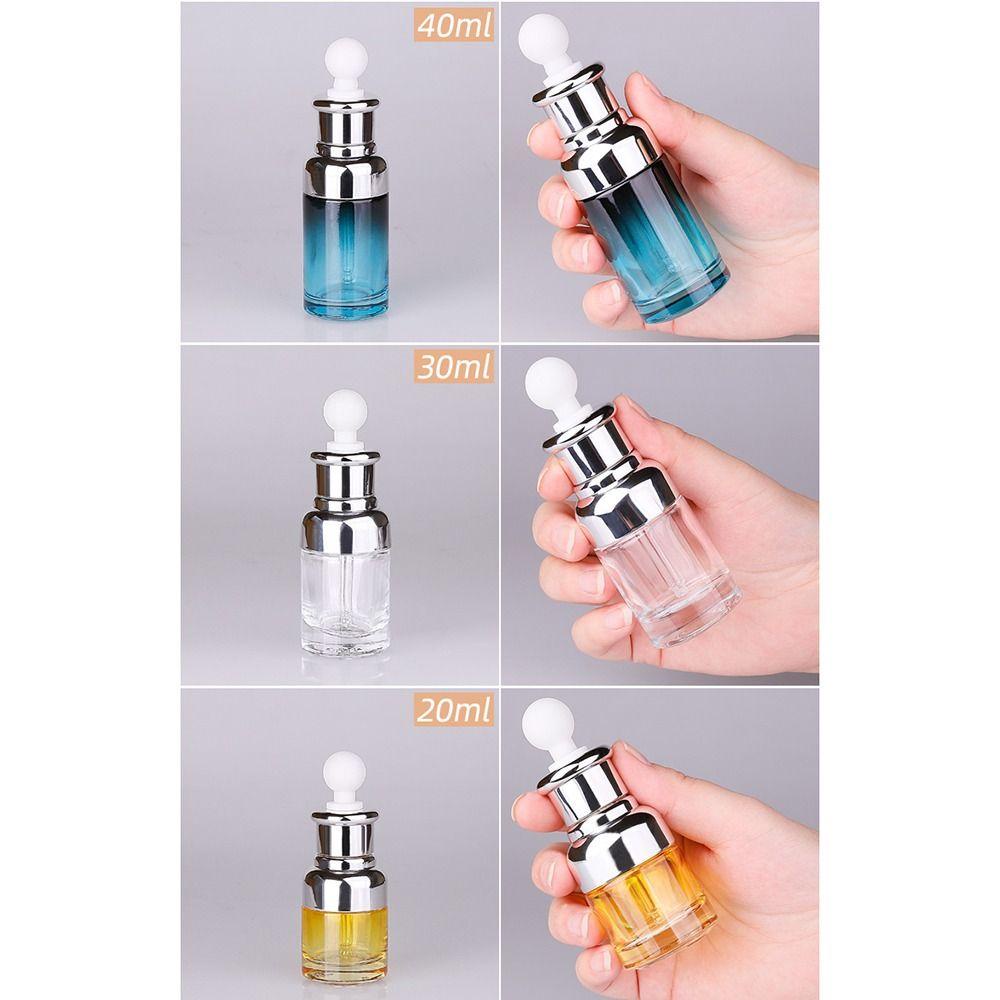 [Elegan] Botol Pipet Kaca Portable Biru Kuning Sample Vial Transparan Beauty Solon Wadah Cairan Kosmetik Massage Oil Bottle