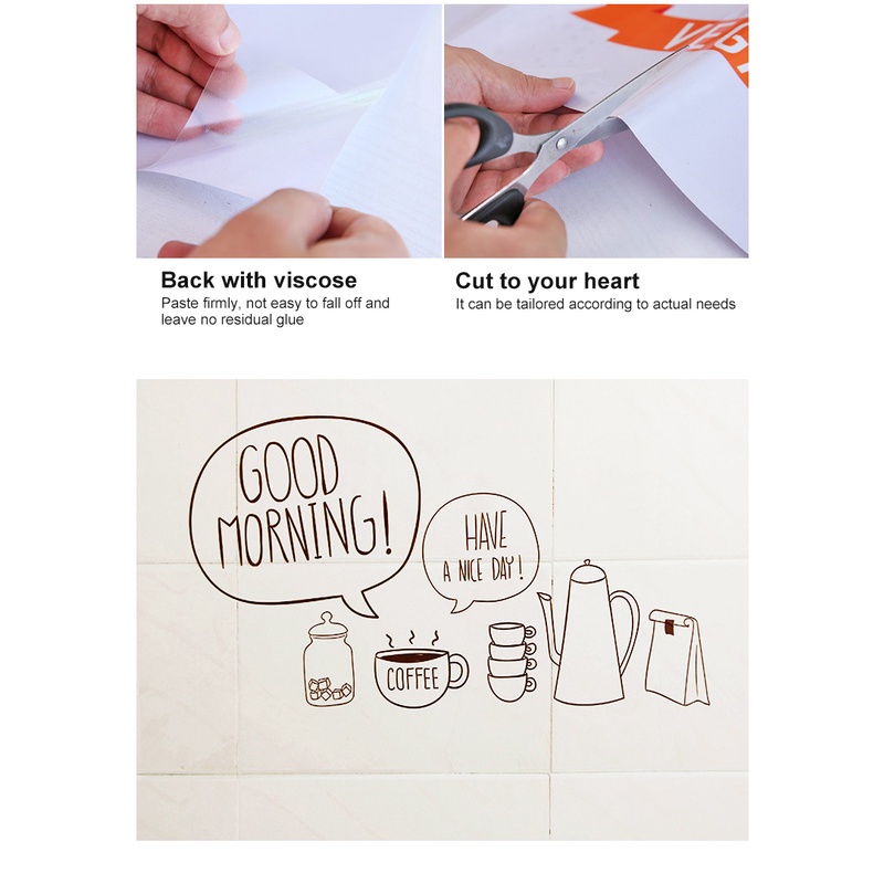 ღ 60*90Cm Lucu Kartun Stiker Transparan Minyak Bukti Stiker Dapur Suhu Tinggi Tahan Air Stiker Dinding Rumah Tangga wallpaper Dapur Stiker