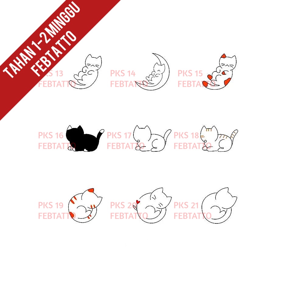 Tato Temporer tato kucing stiker Tatto - PKS 13-21