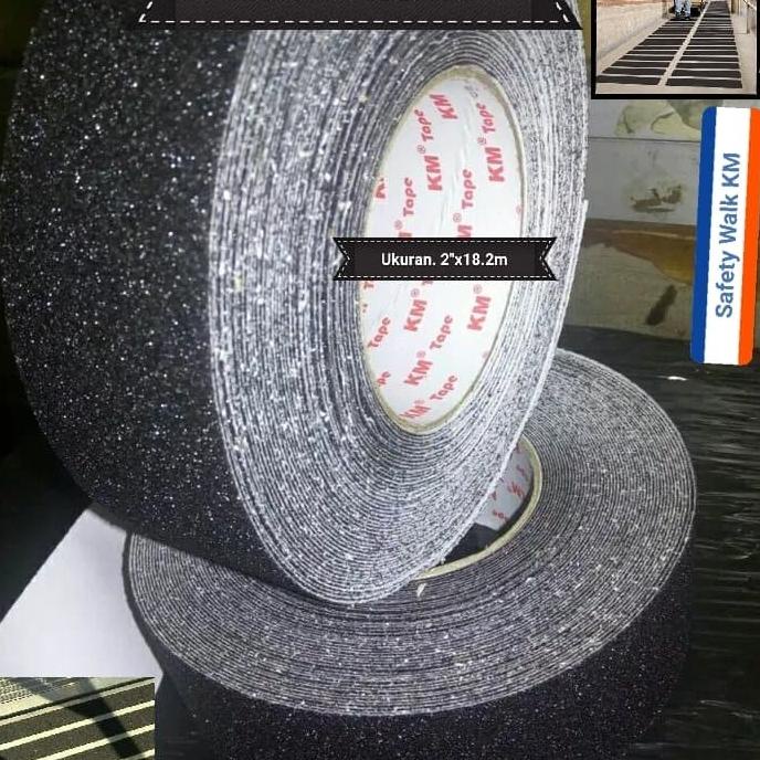 

Lakban Anti Slip KM Black Safety Walk KM ukuran 2" x 18.2mtr Hitam