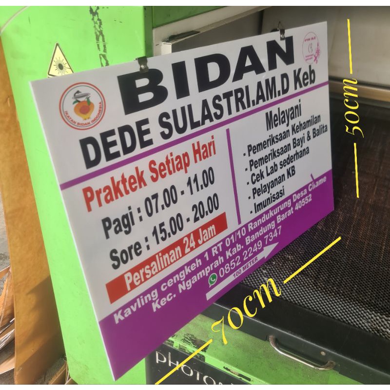 

Papan Nama Praktek Bidan Ukuran 70 x 50cm