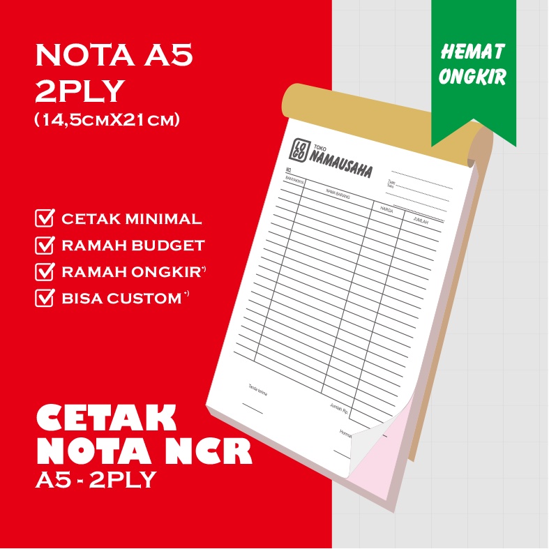 

CETAK MURAH NOTA NCR A5 - 2 PLY