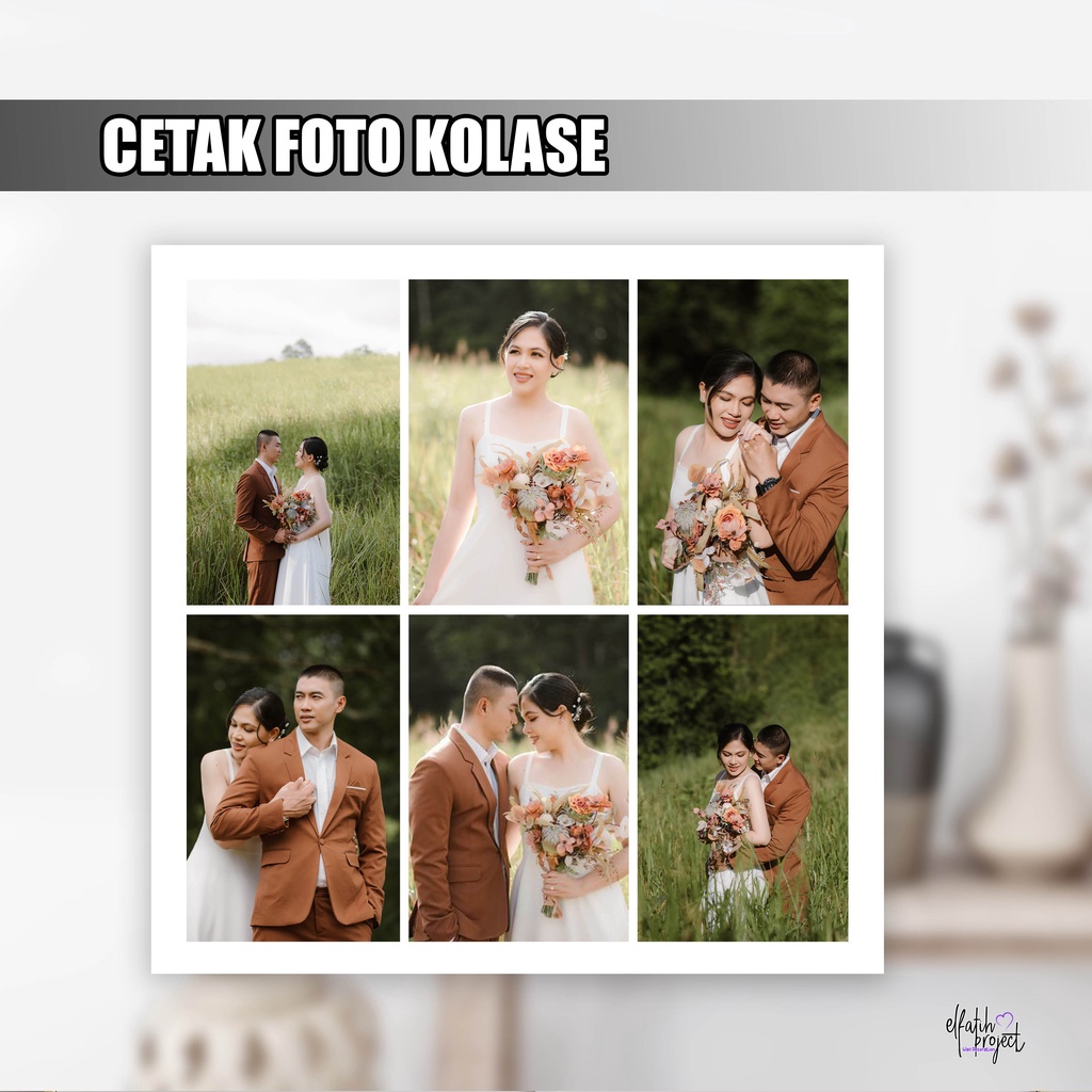 CETAK FOTO KOLASE + BINGKAI KAYU MDF 20X20CM
