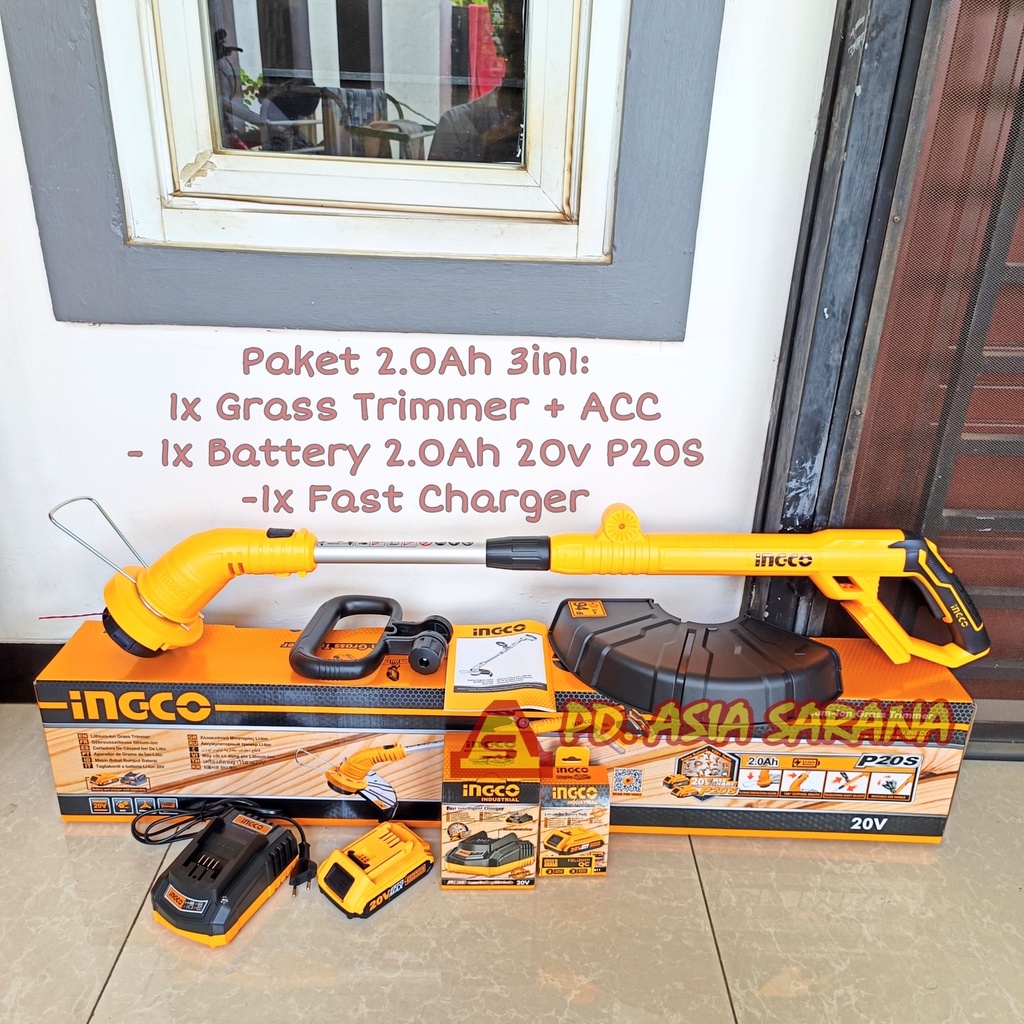 Cordless Grass Trimmer 20V INGCO CGTLI20018 Mesin Potong Rumput Senar Baterai P20S