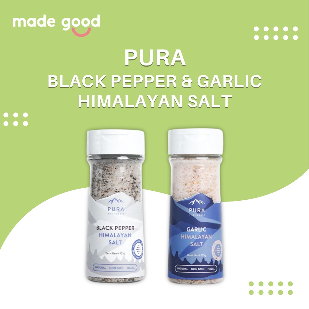 

Pura Himalayan Salt 125gr - Black Pepper Garlic Himalayan Salt