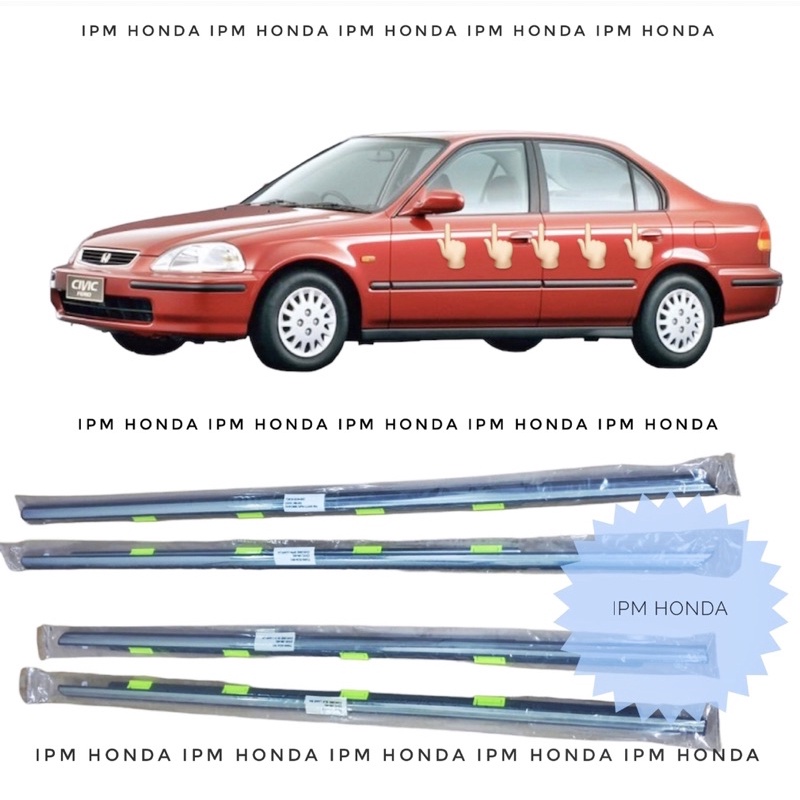 S04 List Lys Lis Pelipit Karet Pintu Kaca Luar Honda Civic Ferio 1996 1997 1998 1999 2000 WARNA Chroom Depan Belakang Kanan Kiri