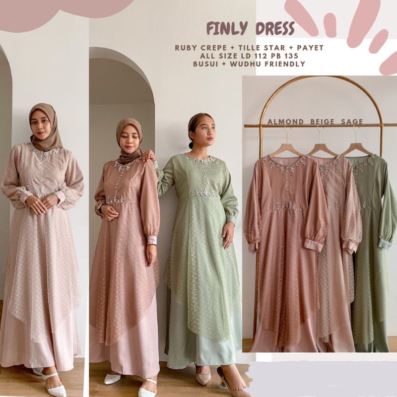 Finly Tile Dress Jumbo/Dress Jumbo Ld 112/Dress Lebaran/Dress Lamaran/Dress Kondangan/Gamis Murah