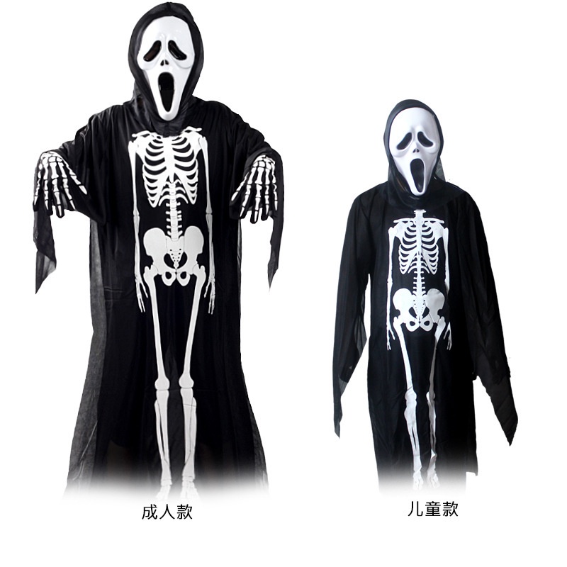 Khatinstore Skeleton Ghost Kostum hantu baju tulang tengkorak scream anak dewasa kostum halloween costume / custom helloween - KH01