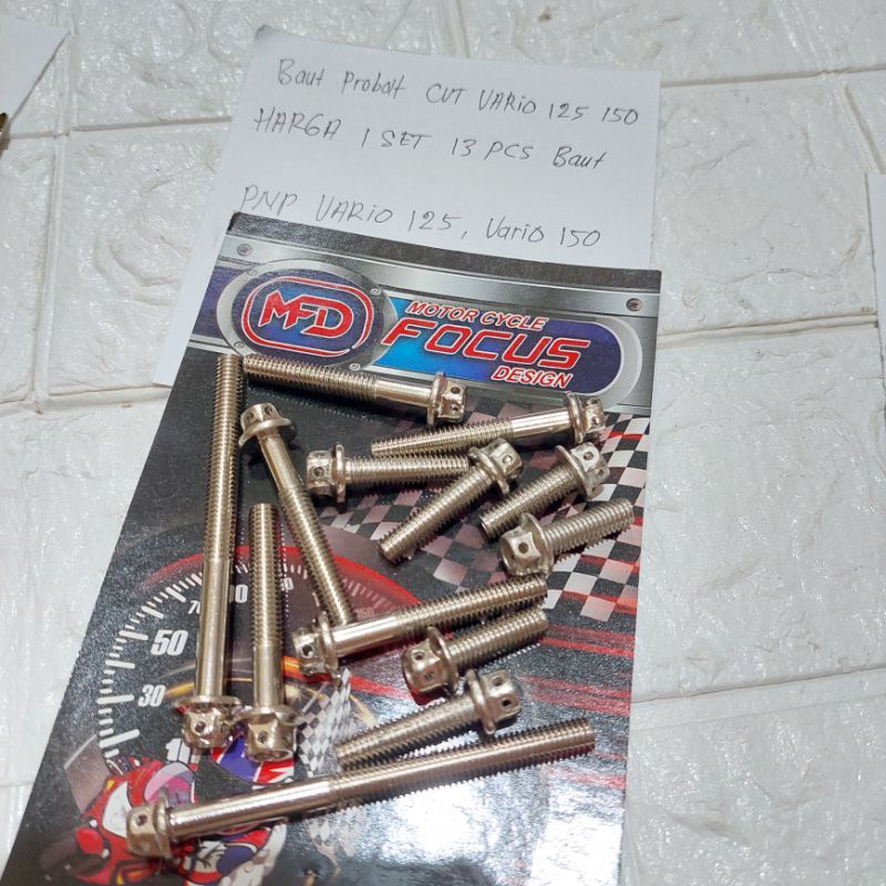 BAUT PROBOLT CHROME STAINLESS SET BLOK CVT BEAT VARIO 110 SCOOPY MIO SPORTY NOUVO VARIO 125 VARIO 150 HARGA SEPAKET