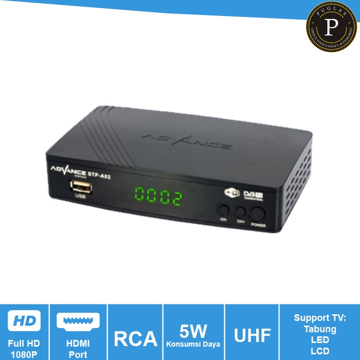 Set Top Box Advance STP-A02 DVB-T2 STB Digital Antena TV Tuner LCD LED Tabung