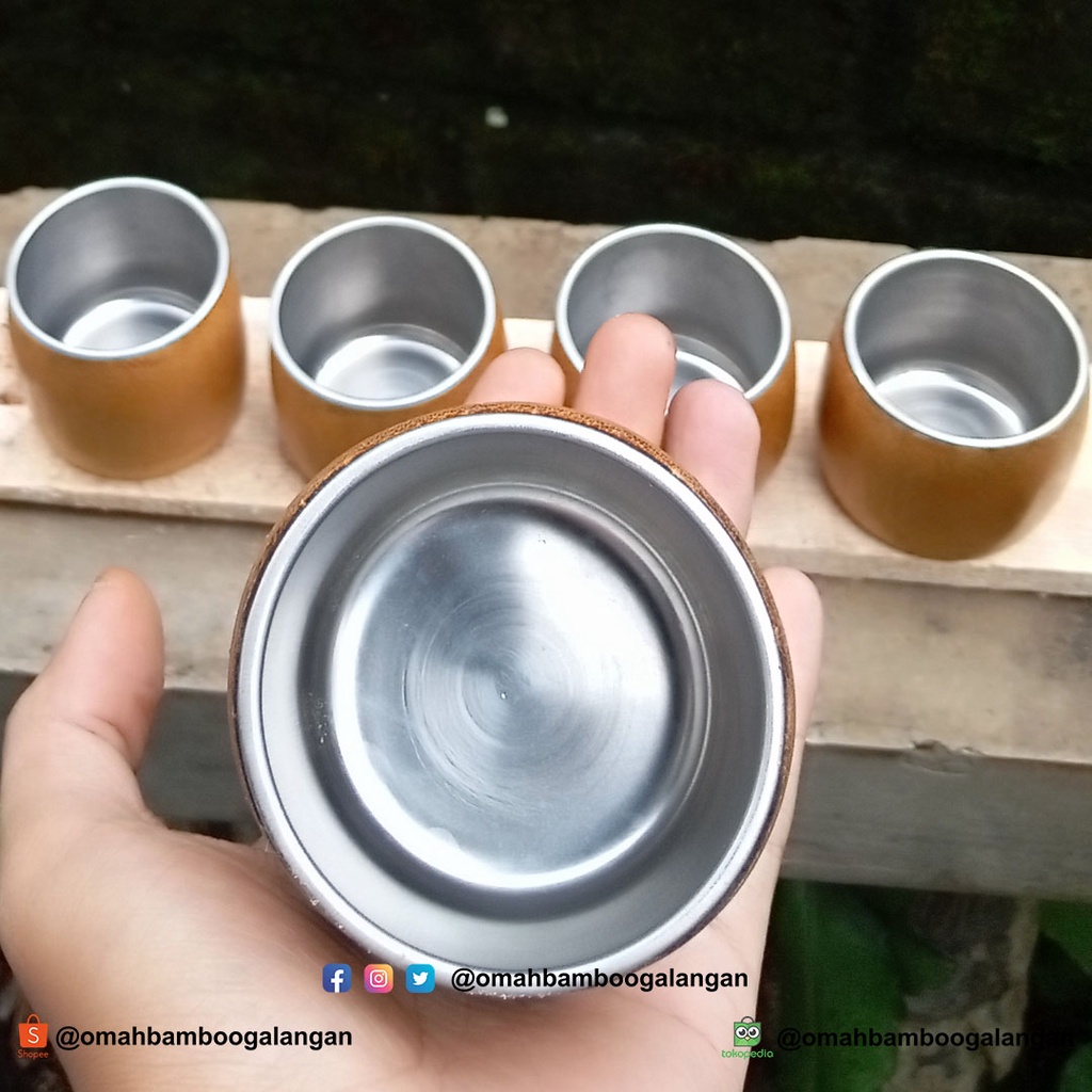 Jual Gelas Bambu Stainless Tanggung Model Blenduk Gelas Kopi Unik Model Blenduk Tanggung 150ml 6649