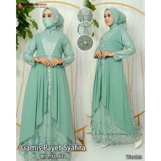 ( COD ) Gamis payet syafira - gamis tulle mix ceruty - outfit kekinian - gamis elegan - bahan tulle bordir kombnasi payet dan ceruty - baju pesta, nikahan pakaian kondangan, akad