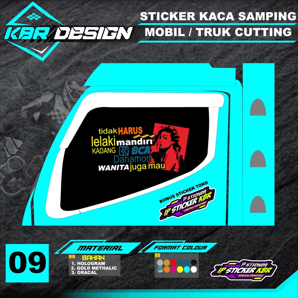 STIKER CUTTING KACA TRUCK/ MOBIL (COD) STIKER CUTTING KACA TRUCK VARIASI TERBARU KBR DESIGN K-09