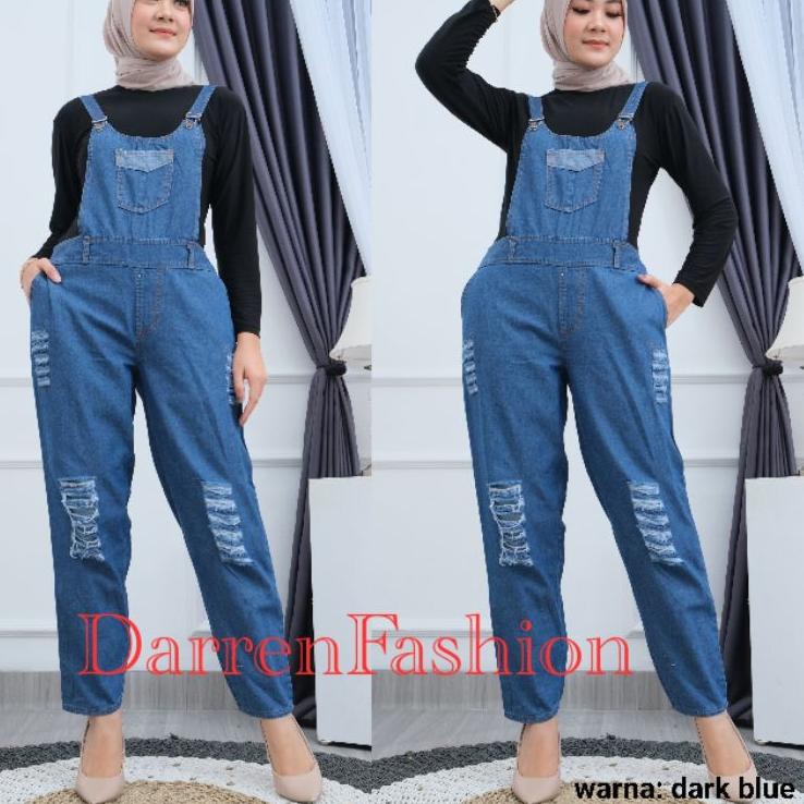 Paling Laris CELANA PANJANG OVERAL RIPPED TIDAK TEMBUS . CELANA MONYET MURAH . OVERALL JEANS RIPPED 