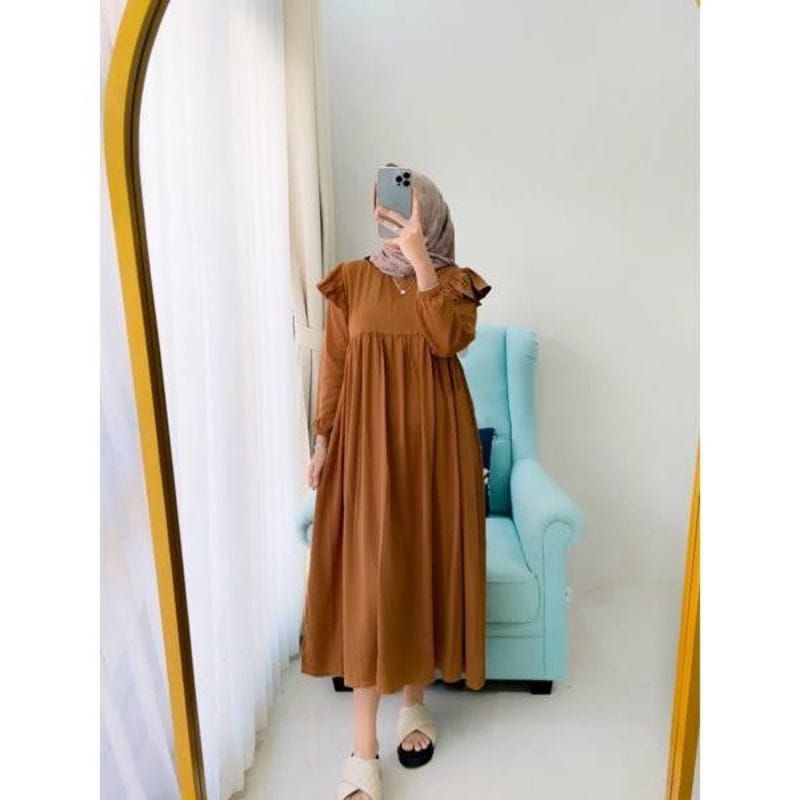 AZARA MIDI DRESS/crinkel air flow/gamis wanita/dress remaja prempuan/gamis remaja wanita fashion/terbaru/terlaris