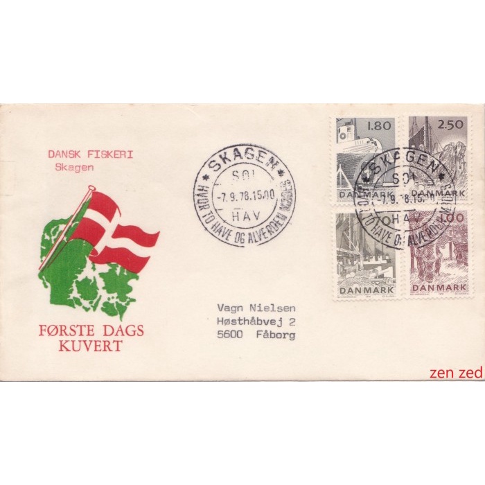 

A254 Perangko FDC SHP Denmark 1978 Danish Fishing Industry 1 Pcs Used