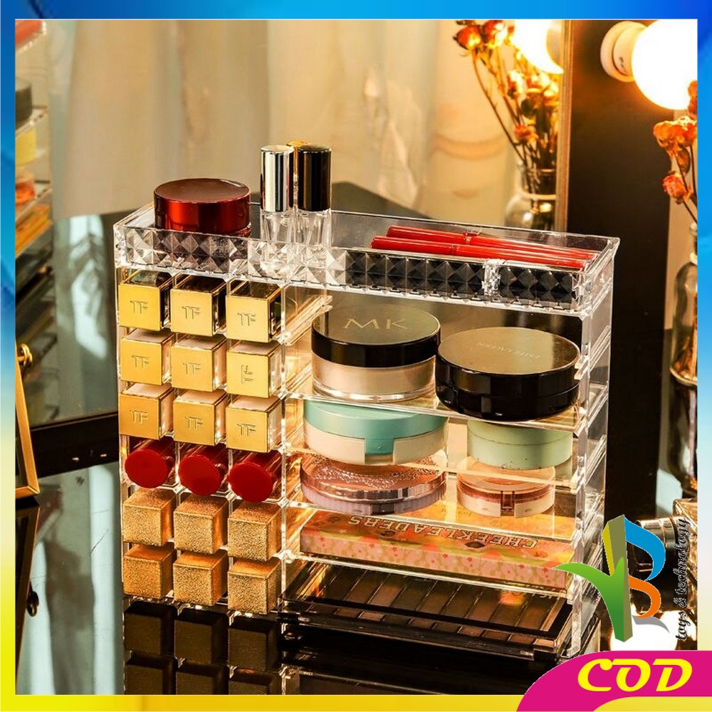 RB-K8 Kotak Lipstik Acrylic Diamond Rak Tempat Lipstik Alat Kosmetik Lipstick Organizer Rak Makeup