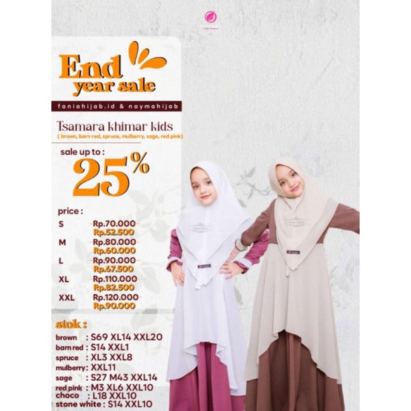 KHIMAR KIDS / TSAMARA SERIES / SARIMBIT 2022 / BY FANIA HIJAB