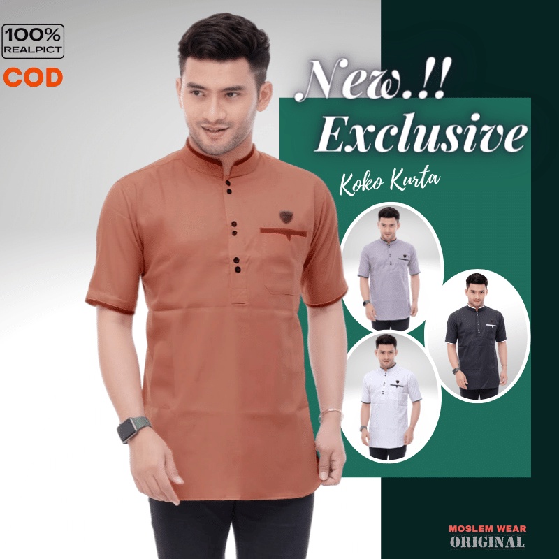 Baju Koko Kurta Dewasa Lengan Pendek Material Catton Adem Serap Keringat