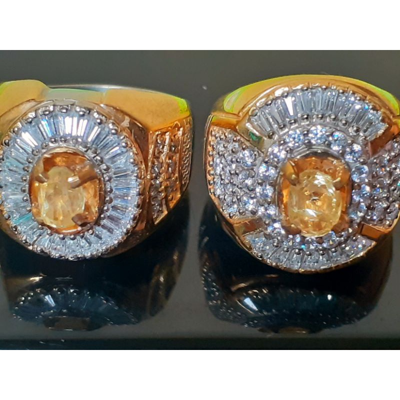 natural [FANCY YELLOW SAPPHIRE HEAT ONLY TOP KRISTAL] yellow pink purple safir cincin ring emban per