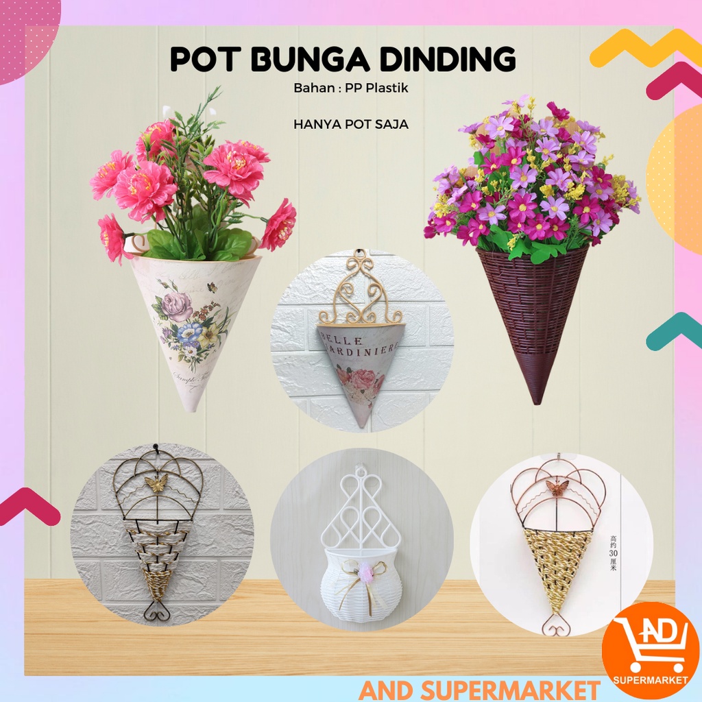 AND / COD / Pot Gantung Tempel Tanaman Bunga Daun Rambat Dekorasi Unik Dinding Tembok Rotan Murah /  Vas Bunga Plastik Pot Bunga Tanaman Hias Artificial Aglonema Daun Rambat Aglaonema Murah / Pot Bunga Hias Gantung / Pot Gantung / PBP57