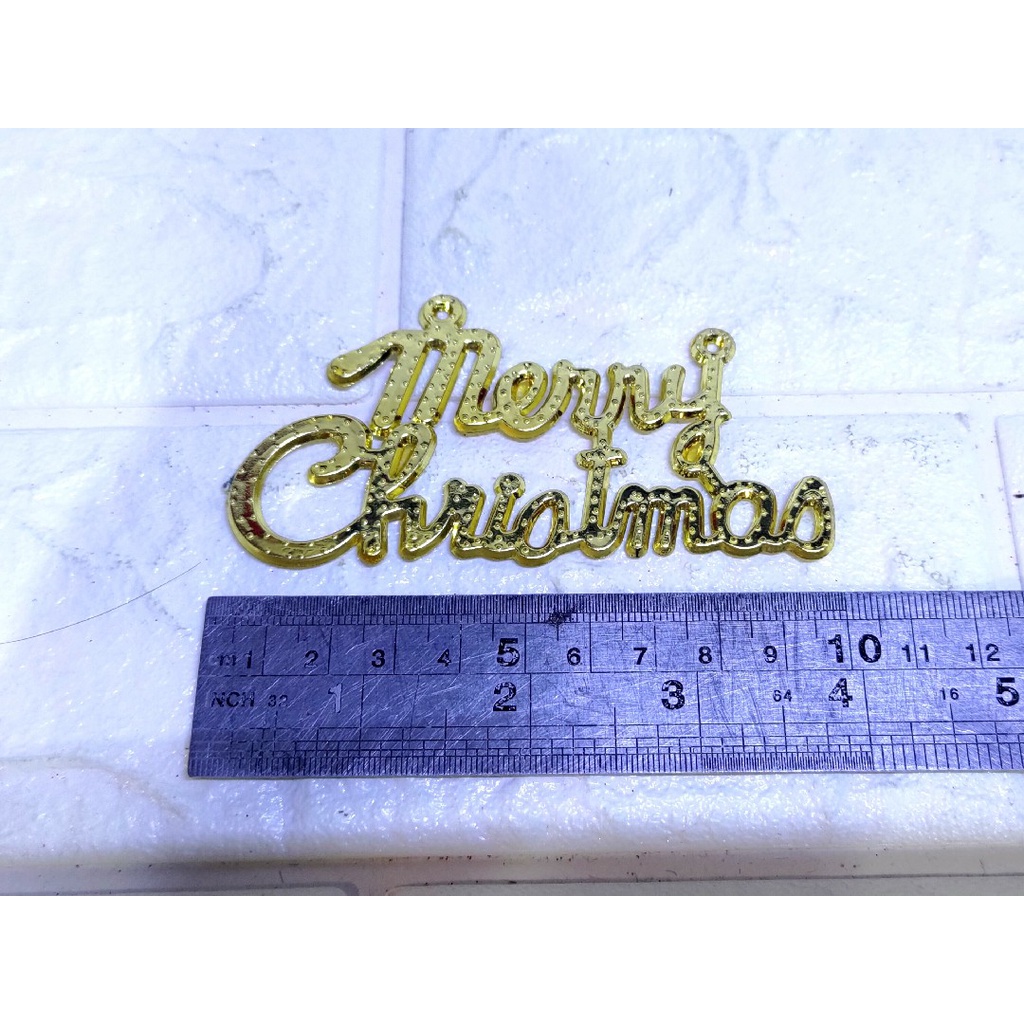 Tulisan Natal 10cm Ornamen Gold Topper Merry Christmas Hiasan