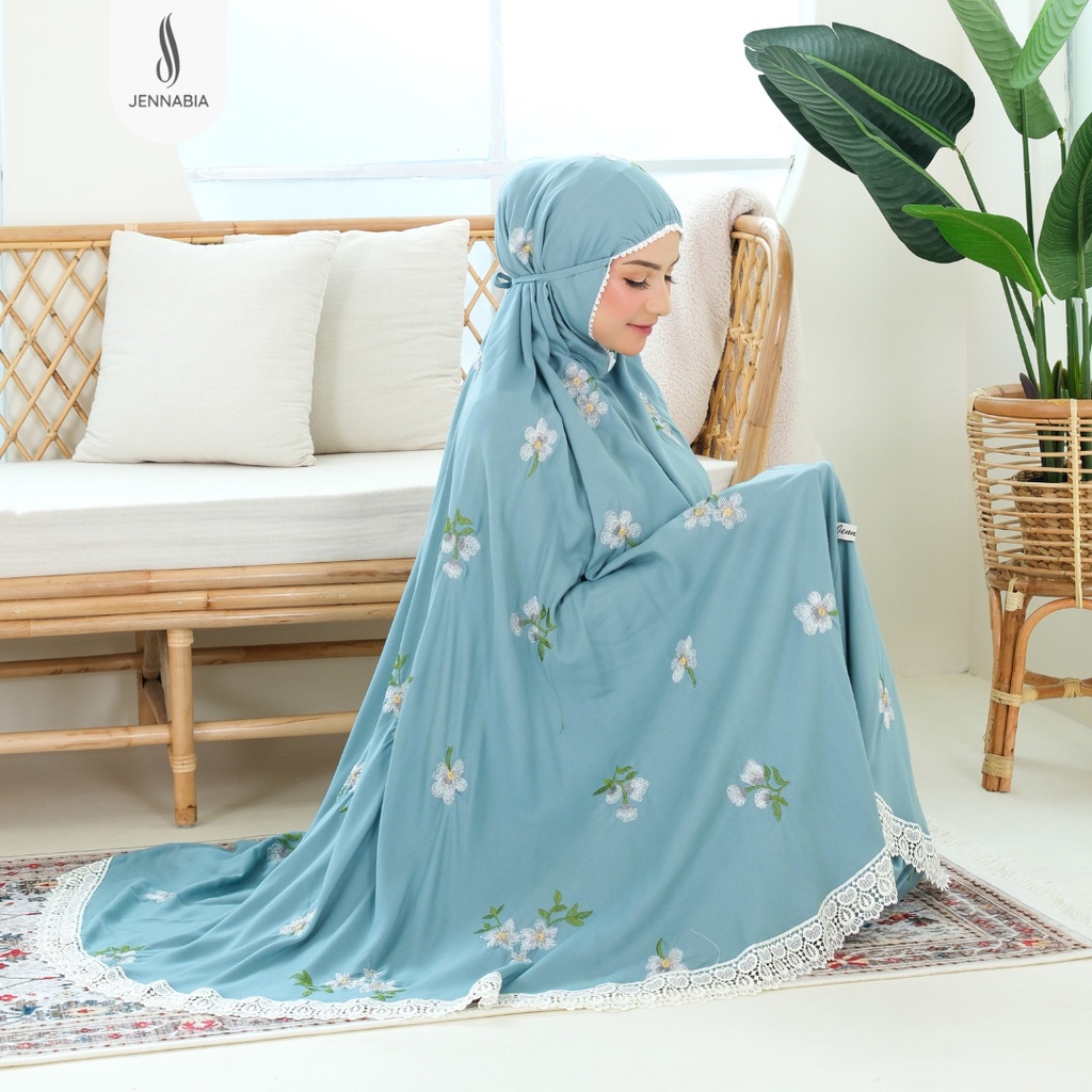 JENNABIA - Mukena Dewasa Jumbo Rayon Premium Bordir Bunga Amaryllis