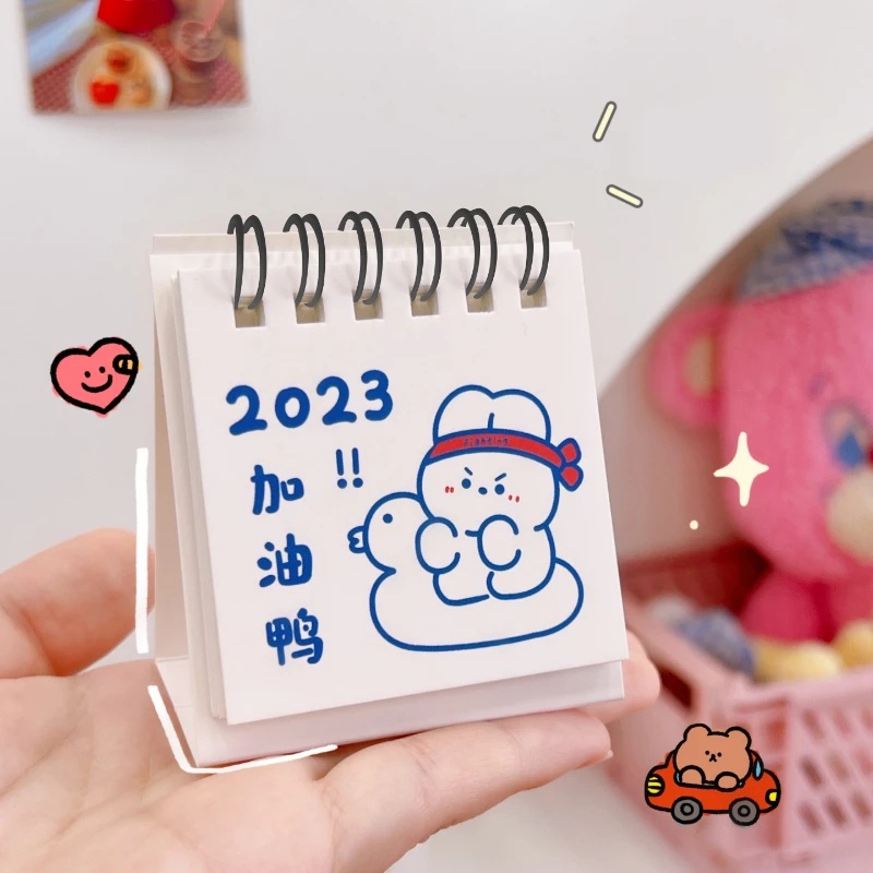 2023tahun Baru Penjadwal Harian Dekorasi Planner Desktop Kertas Tulis Mini Hewan Asrama Kawaii Ins Meja Berdiri Kalender Kartun Fashion Hadiah Lucu Kelinci Anjing Kalender Meja