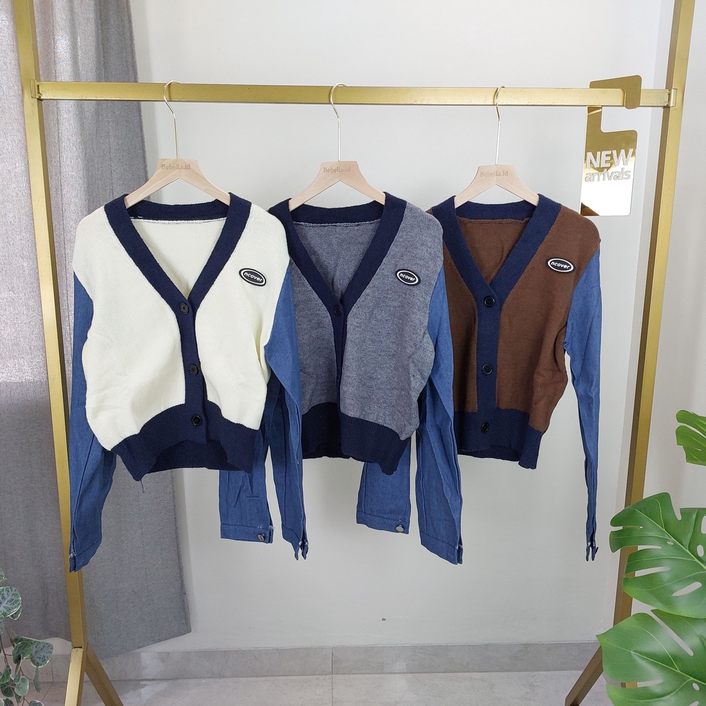 CARDIGAN JEANS MIX KNITTED PREMIUM OVERSIZE IMPORT BANGKOK NOB