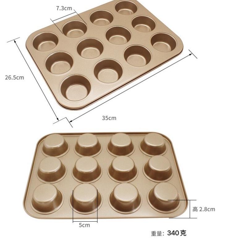 Fast Update Premium Tray Loyang Muffin Cupcake Anti Lengket High Carbon Steel 6 atau 12 Cetakan