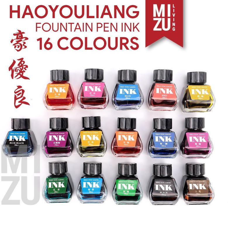 

MIZU HYL 16 COLOURS FOUNTAIN PEN INK 30ML TINTA FOUNTAIN PEN WARNA-WARNI AMAN UNTUK PEN TERLARISS...,,,,,